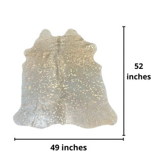 Gold Metallic on White Calfskin – Premium Acid Washed Gold Calf Hide Size: 52x49 - Picture 1 of 4