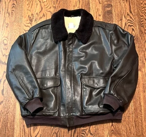 LL Bean Brown Goat Skin Leather G1 Flight Bomber Jacket XXL Mouton Lambskin - Bild 1 von 4