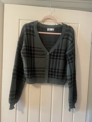 Ladies Holster  Cropped Cardigan Green Black Tartan Classic Cotton Blend - Image 1 of 4