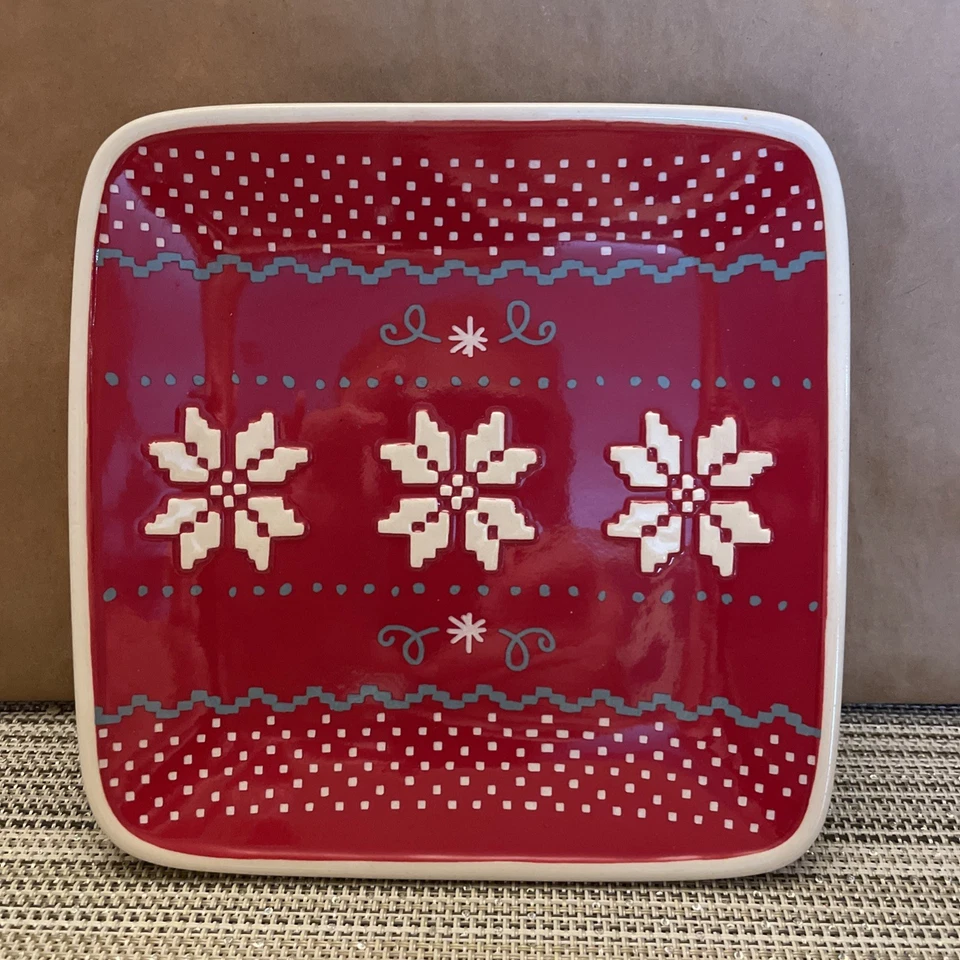 Hallmark Square Ugly Christmas Sweater Dessert Hors d’oeuvre ￼Plate Ceramic - Image 1 of 4