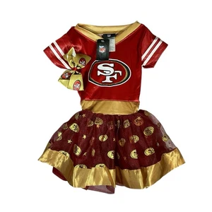 NFL San Francisco 49ers Tailgate Party Kleid mit Haarschleife Neu mit Etikett Kinder Gr. 4T - Bild 1 von 5