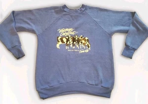 Vintage 80s 90s Blue Wisconsin Dairy Best Milk Cow Farm Sweatshirt Adult Sm-Med - Picture 1 of 9