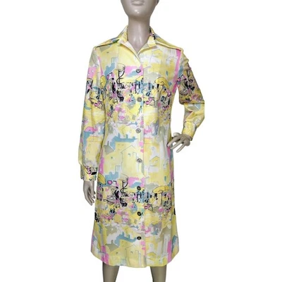 Vestido De Colección Años 60 70 Mr Mench City Village People Estampado AOP Cuello Daga M/L Foto 1 de 4