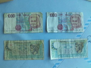 2 X 500 =  1974 + 2 x 1000 LIRE 1990 / MILLE/ ITALIEN GELDSCHEINE  GEBRAUCHT - Bild 1 von 6