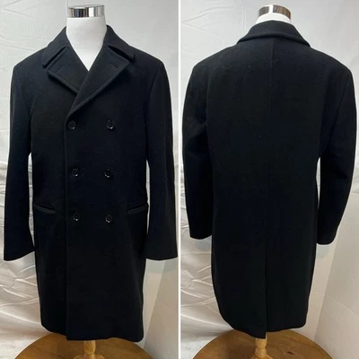 Chaqueta Abrigo Largo Joseph Abboud Para Hombre 44L Lana/Cachemira Negra Doble Pecho Foto 1 de 4