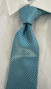 Cravatta Ermenegildo Zegna in seta blu e nera lunga 3,5”x62” nuova senza etichette $215 - Foto 1 di 4
