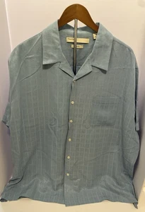 Perry Ellis 100% Silk XXL Men’s Button Up Shirt Light Blue - Picture 1 of 4