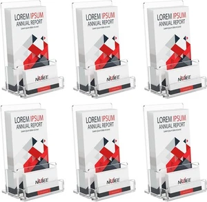 NIUBEE 6-Pack Acrylic Brochure Holder 4‘’ , Clear Display - Picture 1 of 7