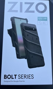 Funda con pernos ZIZO + Funda con soporte de vidrio para Google Pixel 6a negra NUEVA - Imagen 1 de 2