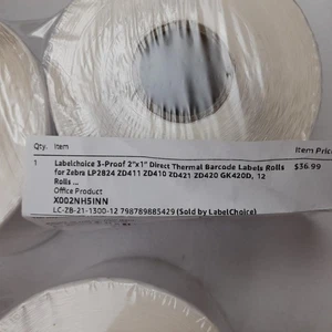 3-Proof 2"x1" Direkte Thermische Barcode Etiketten Rollen für Zebra LP2824 - 12 Rollen - Bild 1 von 6