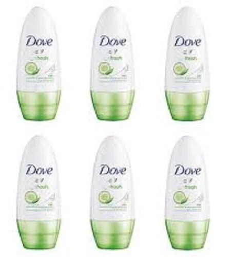 6 X Dove GO FRESH CETRIOLO & Tè Verde ROLL-ON Deodorante Corpo offerta lotto - Immagine 1 di 1