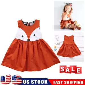 Toddler Infant Kids Baby Girls Fox Dress Princess Party Summer Casual Dresses - Picture 1 of 8