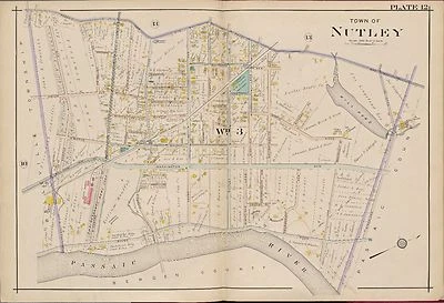 1906 ESSEX COUNTY NUEVA CAMISETA NUTLEY FIELD CLUB PASSAIC AV TO RIVER ATLAS MAPA Foto 1 de 3