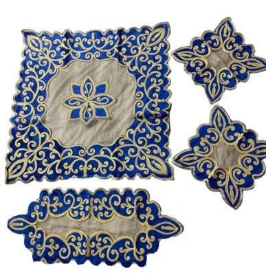 home decor table covers 4 pieces set Velvet Tablecloth Handmade - Image 1 of 4