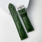 22Mm Green Leather Watch Band Real Alligator Crocodile Watch Strap Gift For Men