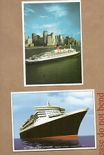 Cunard QEII 2001 -+ Queen Mary Ocean Liner postcards by Marine art unposted