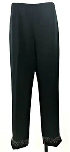 LOFT Ann Taylor Pants Embellished Embroidered Beads Hem Lined Black Sz 12 $89 - Picture 1 of 8