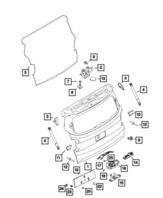 Подлинный реквизит задней подъемной двери Mopar 2015-2023 Jeep Renegade 68269468AA - Изображение 1 из 4
