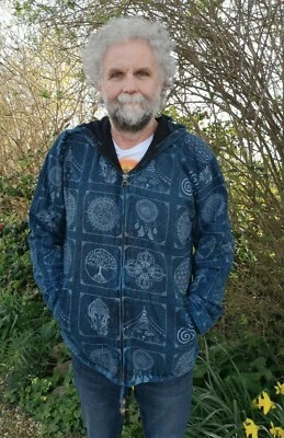 GLOBAL EMPORIUM Men and Women's Fleece Lined Stonewash Jacket, Om, Ganesha, Tree of life, Buddha