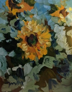 Outstanding! 20x16 SUNFLOWERS JOSE TRUJILLO - Picture 1 of 5