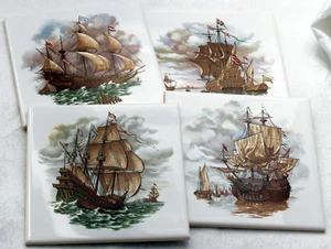 15x15 Fliesen Küche, Bad, Schiffe, 4er Set, Dekor Schiff, tile boat ship - Picture 1 of 6