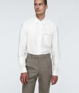 Burberry Men's Optic White Button Down w/ Lace Pocket Size 37 Neck 14.5 - Picture 1 of 4