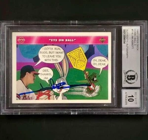 Jim Abbott autograph signed 1992 Upper Deck UD Looney Tunes card BAS BGS 10 Auto - Picture 1 of 2