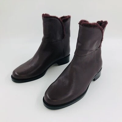 全新 H by Halston Olga 灰色皮革踝靴 人造毛皮 尺寸 5 M... — 第 1/4 张图片