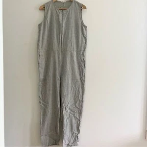 Eileen Fisher Leinen Jumpsuit klein Rundhals gestreift Bio Baumwolle marine weiß - Bild 1 von 11