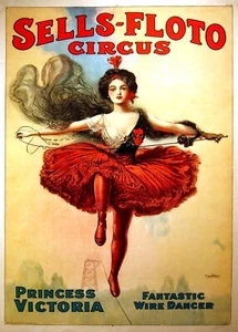 Sells Floto 3 Wire Dancer Circus Poster Print 11 x 17 Giclee Print - Picture 1 of 1