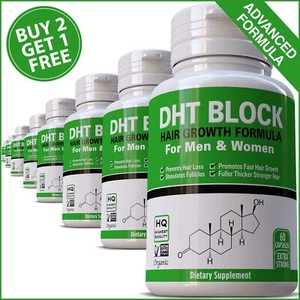 #1 DHT BLOCKER NATURAL HAIR FAST GROWTH PILLS PREVENT ANTI LOSS FULLER STIMULATE - Picture 1 of 13