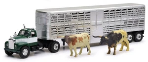 New-Ray 1/43rd 1953 Mack B-61 Semi Truck with Livestock trailer and Cattle - Picture 1 of 2