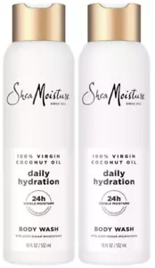 SheaMoisture Daily Hydration 100% Virgin Coconut Oil 24HR Body Wash 18oz-2 Pack - Picture 1 of 1