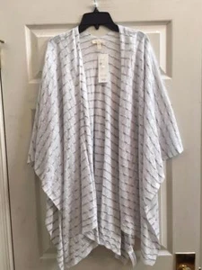 NWT Eileen Fisher White Organic Linen Knit Grid Serape Wrap - Picture 1 of 4