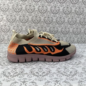 Flames Beige Black Orange Slip On Comfort Shoes Women's Size 42 Casual - Picture 1 of 11