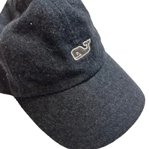 Vineyard Vines Gray Wool Blend Baseball Cap Adjustable Strap Back Whale Hat - Picture 1 of 5