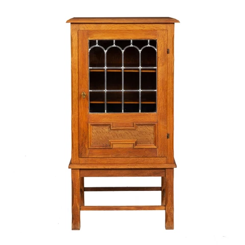 Circa 1950s Scandinavian Modern Patinated Oak Display Cabinet Cover