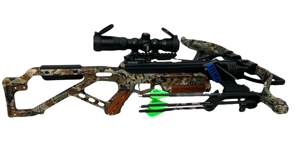 Paquete de ballesta Excalibur Mag Max 350 Realtree Advantage camuflaje con empuñaduras de madera Foto 1 de 3
