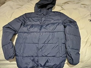 CREWCUTS BOYS DOWN PUFFER JACKET SZ 16 NAVY BLUE FULL ZIP PACKABLE QUILTED EUC - Picture 1 of 3