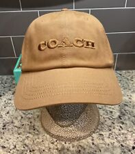 COACH LOGO EMBROIDERED BASEBALL CAP HAT LIGHT SADDLE