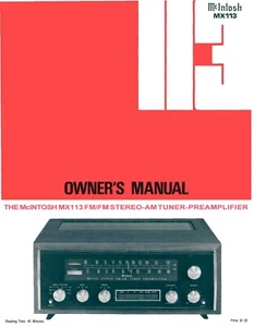 Manual de instrucciones Operating Instructions para McIntosh MX 113 - Imagen 1 de 1