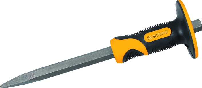 WorksiteWT3114 12" Handguarded Soft Grip Non Slip Pointed Concrete Cold Chisel  - Image 1 of 1