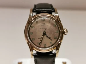 VINTAGE WW2 ERA RARE NICE SWISS GOLD PLATED MEN'S MECHANICAL WATCH "EFA" ETANCHE - Picture 1 of 8