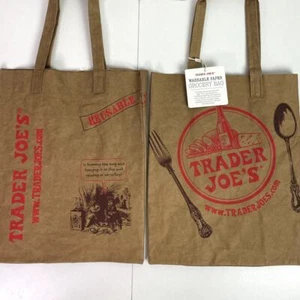 Trader Joe’s RARE Paper Washable Grocery Tote Bag Eco Reusable Shopper NEW! NWT! - Picture 1 of 17