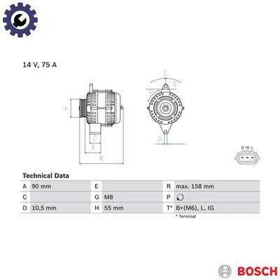ALTERNATOR 0 986 082 830 FOR SUZUKI GRAND/VITARA/Open/Off-Road/Vehicle SWIFT - Image 1 of 4