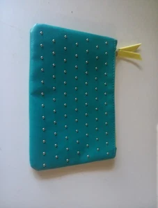 Ipsy Glam Bag 100th Bag Teal Turquoise Silver Studs Pouch Makeup - Bag Only - Picture 1 of 6