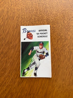 BRAVES BASEBALL POCKET SCHEDULE - 1969 - VERY GOOD CONDITION - Image 1 of 4