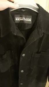 Kenneth Cole Leather shirt mens medium black - Picture 1 of 7