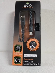 Eco Survivor USB C table Extra Long 8 ft Braided NOS iPhone iPad Ipod See Photos - Picture 1 of 7
