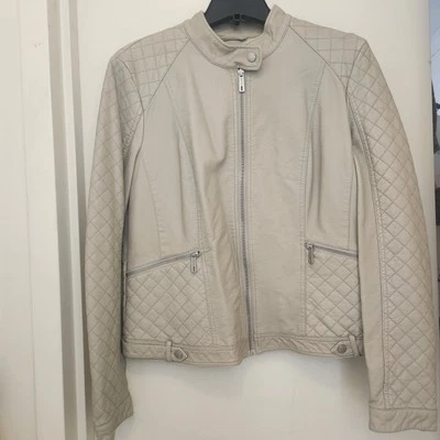 全新带标签女式 KENNETH COLE REACTION 仿皮夹克,尺寸 L — 第 1/3 张图片